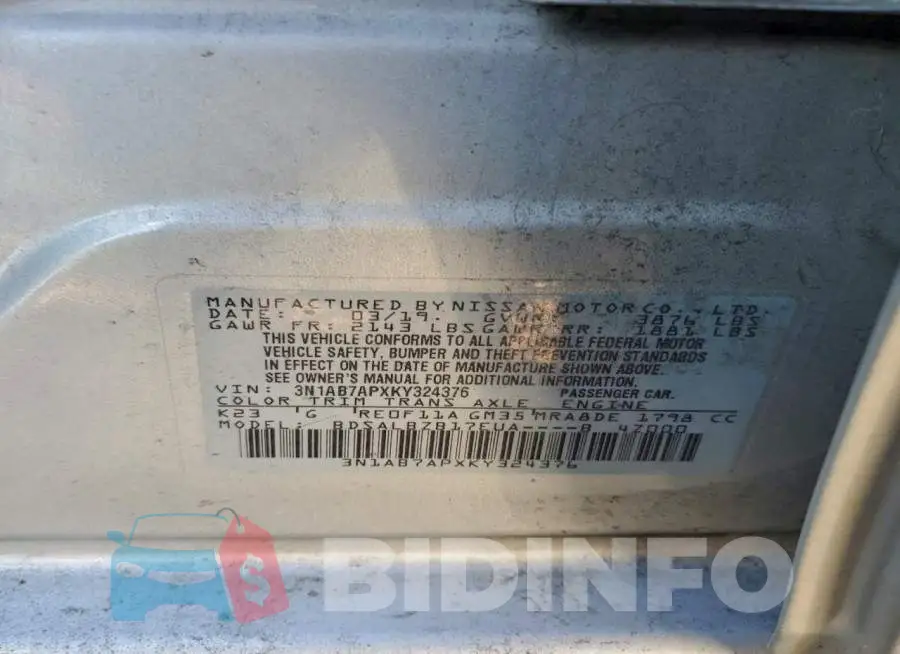 3N1AB7APXKY324376 Photo# 12