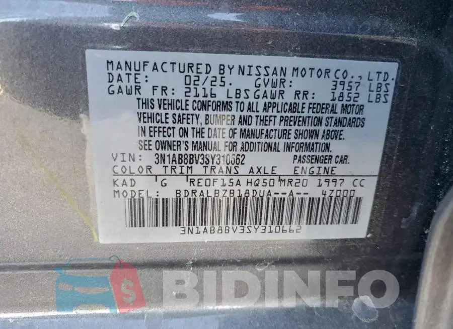 3N1AB8BV3SY310662 Photo# 12