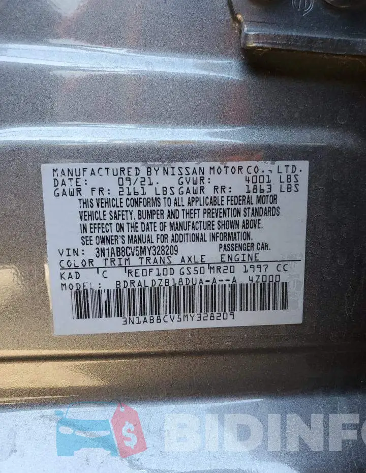 3N1AB8CV5MY328209 Photo# 12