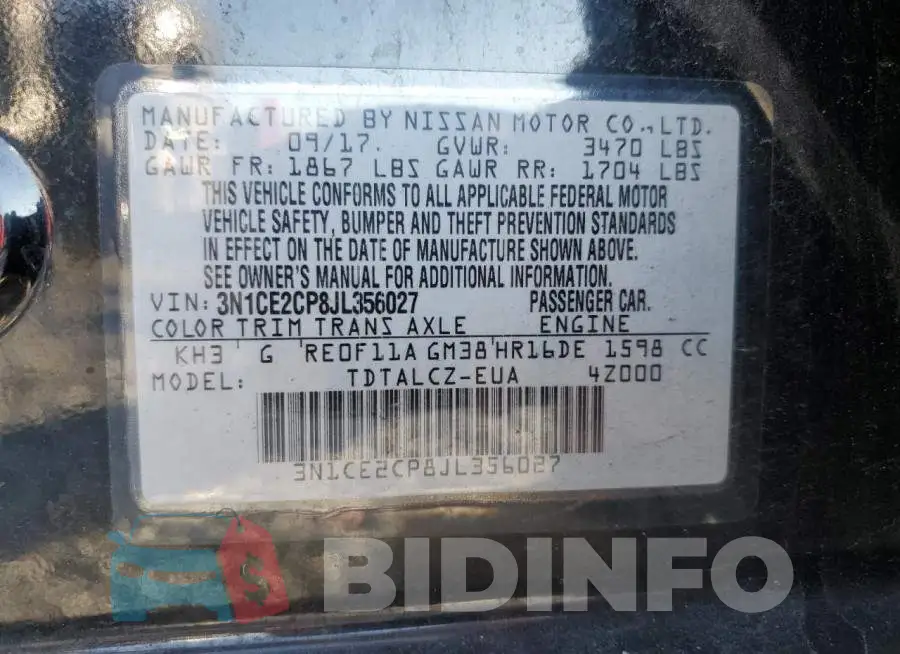 3N1CE2CP8JL356027 Photo# 14