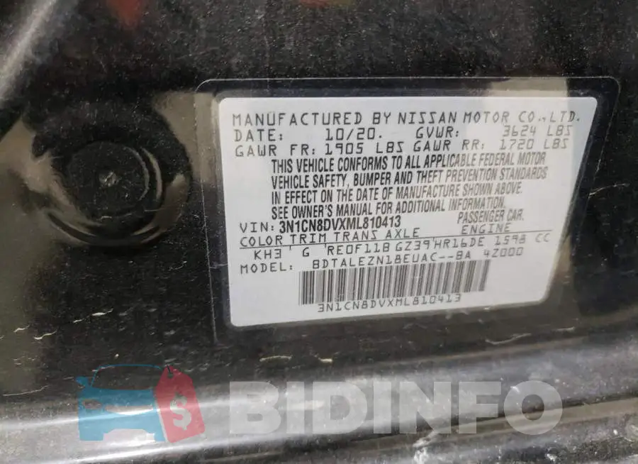 3N1CN8DVXML810413 Photo# 12