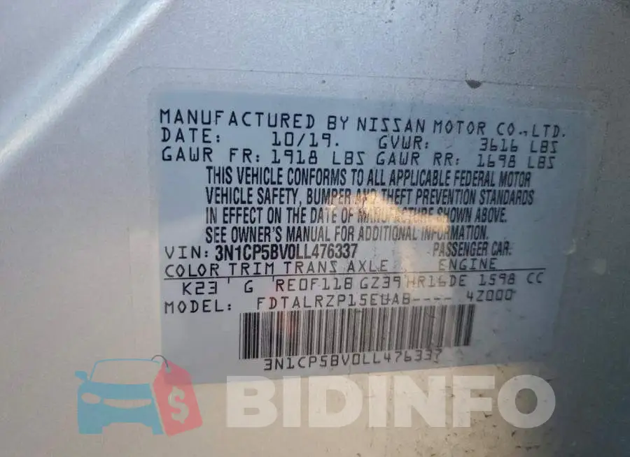 3N1CP5BV0LL476337 Photo# 12