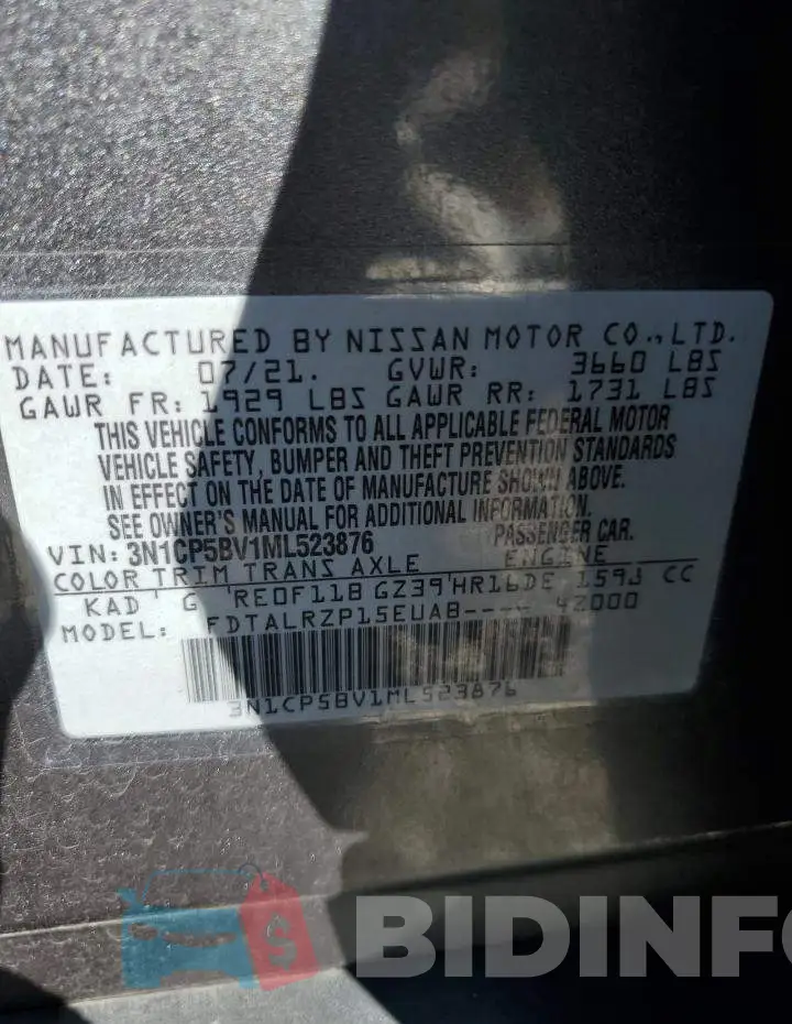 3N1CP5BV1ML523876 Photo# 12