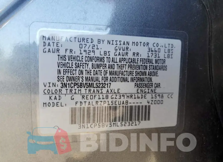 3N1CP5BV5ML523217 Photo# 12