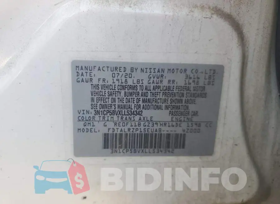 3N1CP5BVXLL534342 Photo# 14