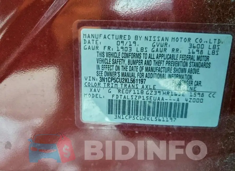 3N1CP5CU2KL561197 Photo# 12