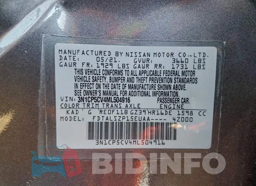 3N1CP5CV4ML504916 Photo# 13