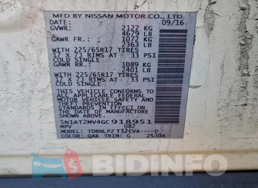 5N1AT2MV4GC918951 Photo# 13