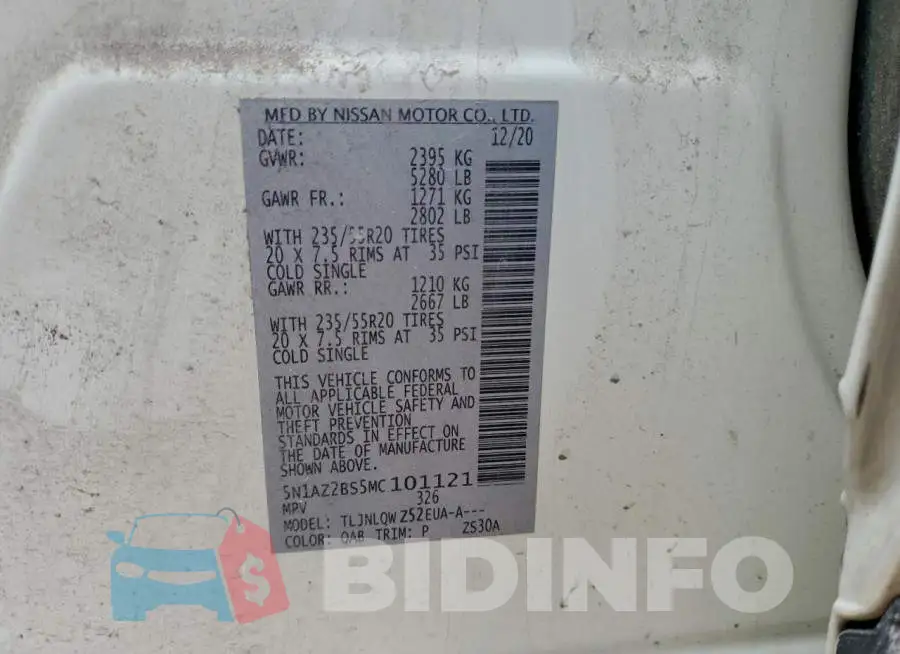 5N1AZ2BS5MC101121 Photo# 14