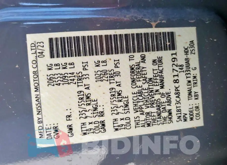 5N1BT3CA8PC817291 Photo# 13