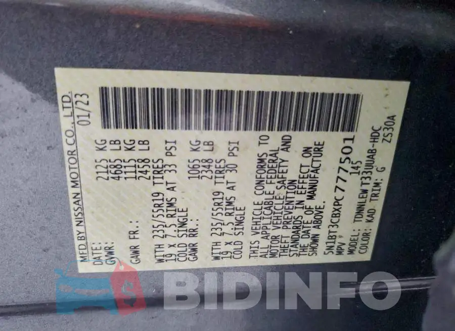 5N1BT3CBXPC777501 Photo# 13