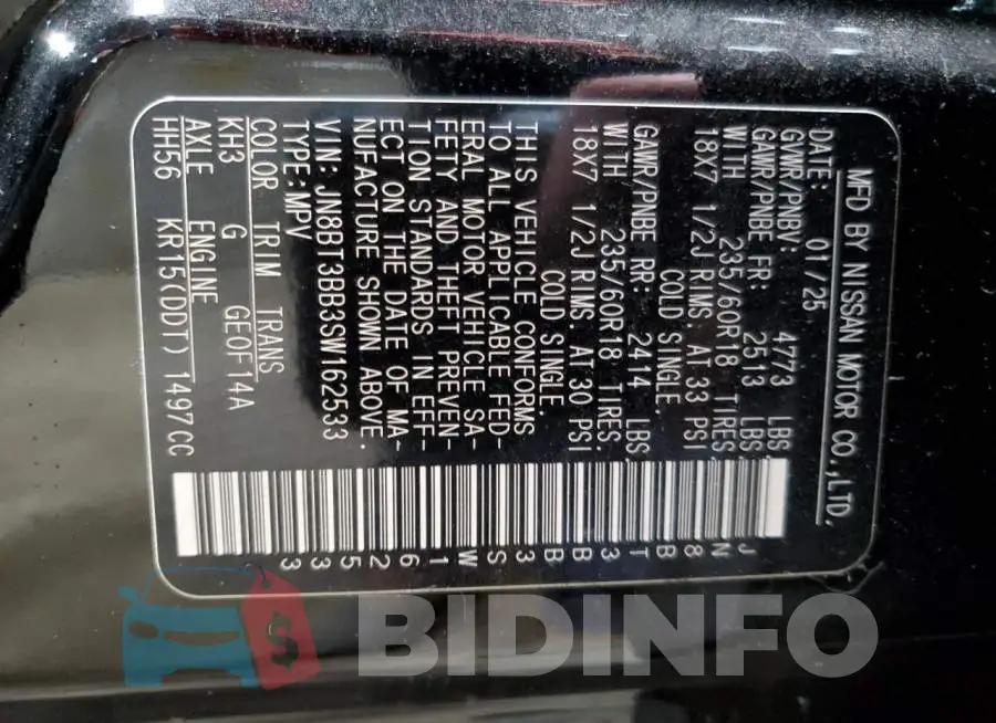 JN8BT3BB3SW162533 Photo# 14