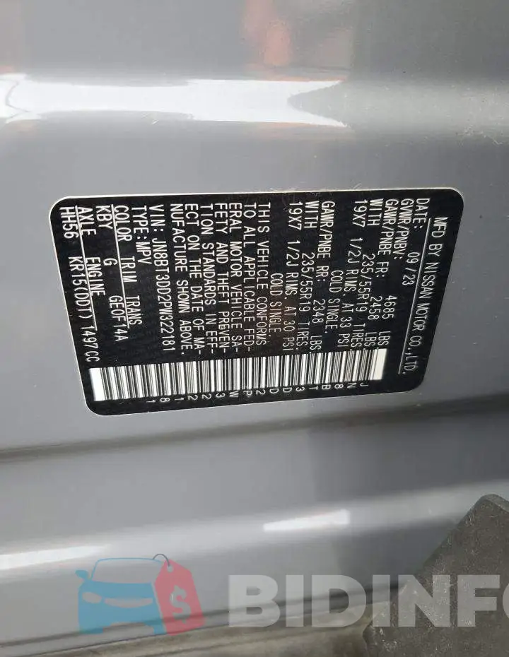 JN8BT3DD2PW322181 Photo# 13