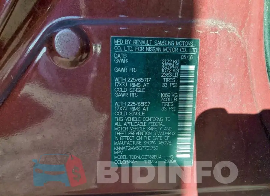 KNMAT2MV5GP701759 Photo# 13