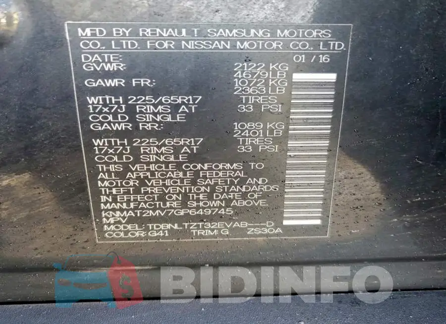 KNMAT2MV7GP649745 Photo# 12