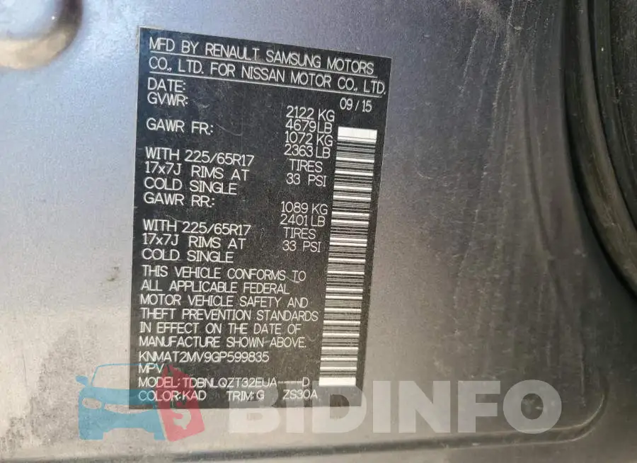 KNMAT2MV9GP599835 Photo# 13