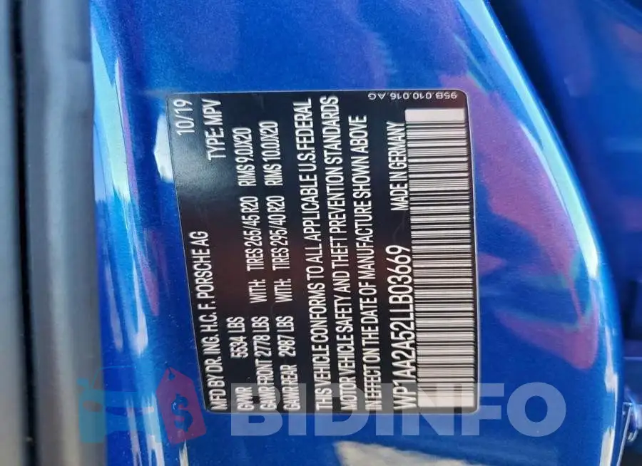 WP1AA2A52LLB03669 Photo# 13