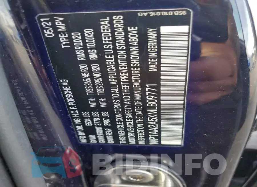 WP1AA2A5XMLB09771 Photo# 13