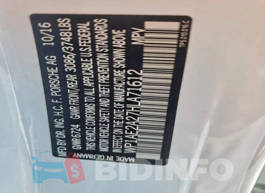 WP1AE2A27HLA71612 Photo# 12