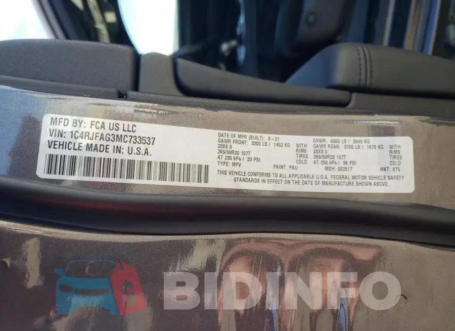 1C4RJFAG3MC733537 Photo# 13