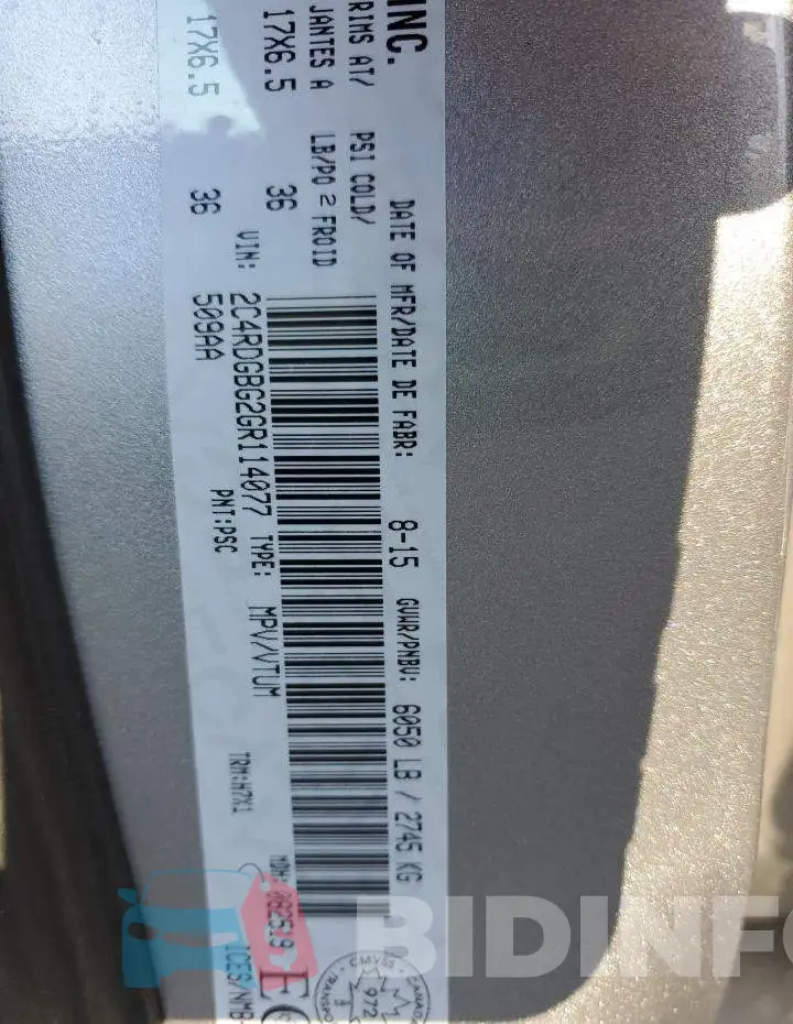 2C4RDGBG2GR114077 Photo# 13