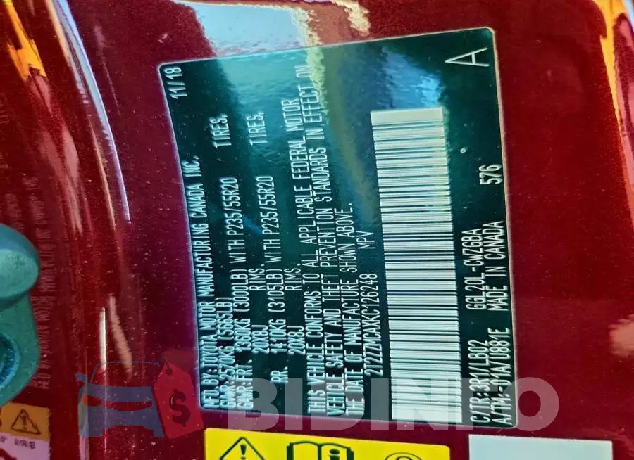 2T2ZZMCAXKC126248 Photo# 13