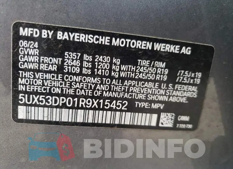 5UX53DP01R9X15452 Photo# 12