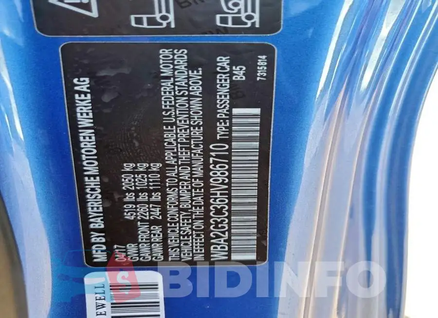 WBA2G3C36HV986710 Photo# 12