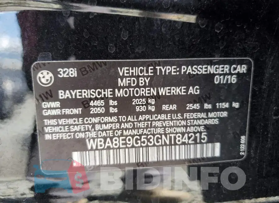 WBA8E9G53GNT84215 Photo# 12