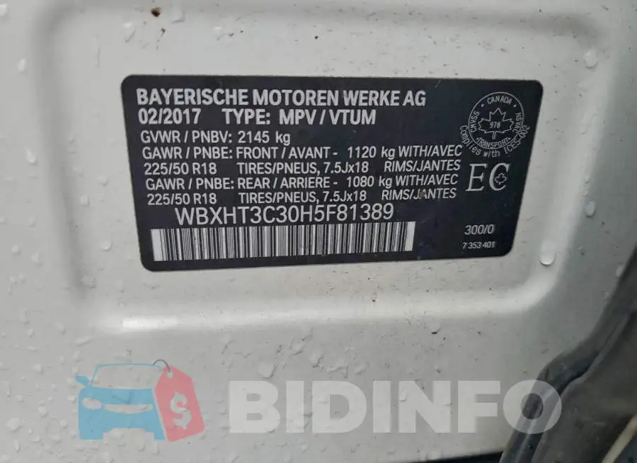WBXHT3C30H5F81389 Photo# 13