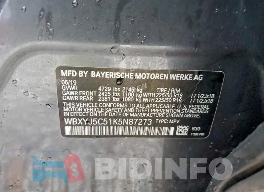 WBXYJ5C51K5N87273 Photo# 13