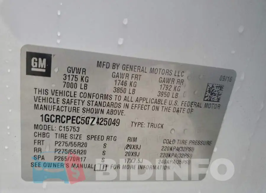 1GCRCPEC5GZ425049 Photo# 12