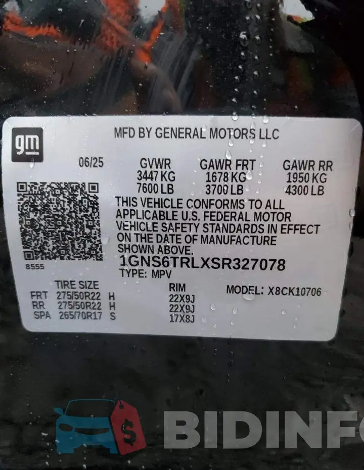 1GNS6TRLXSR327078 Photo# 14