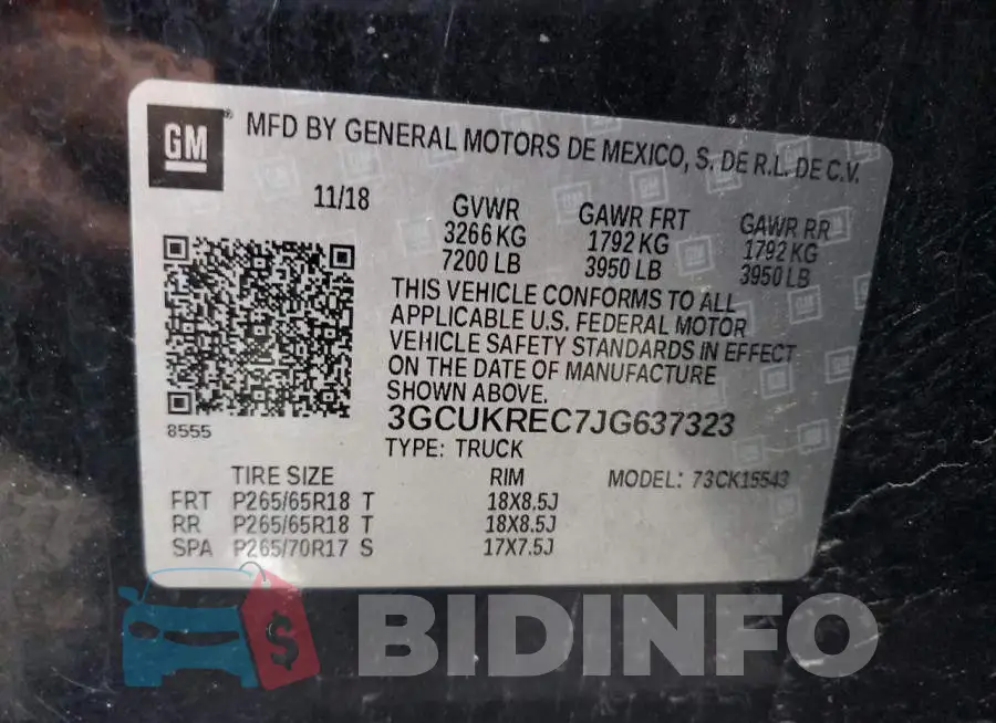 3GCUKREC7JG637323 Photo# 12
