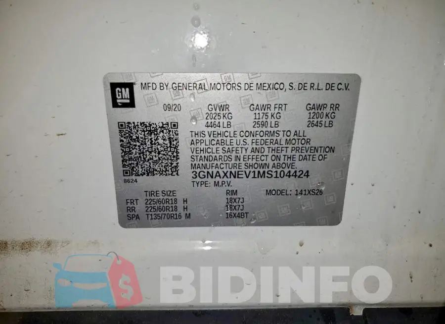 3GNAXNEV1MS104424 Photo# 13