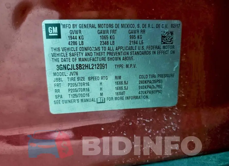 3GNCJLSB2HL212091 Photo# 13