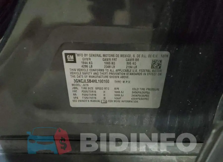 3GNCJLSB4HL190160 Photo# 13