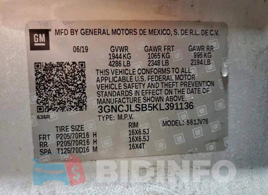 3GNCJLSB5KL391136 Photo# 13