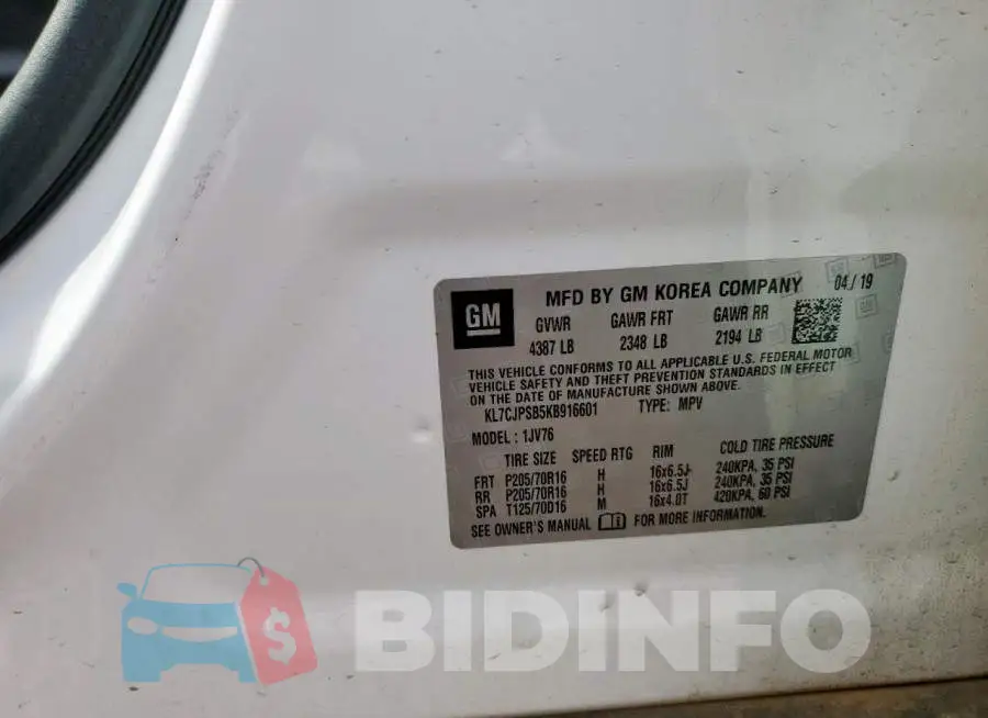 KL7CJPSB5KB916601 Photo# 13
