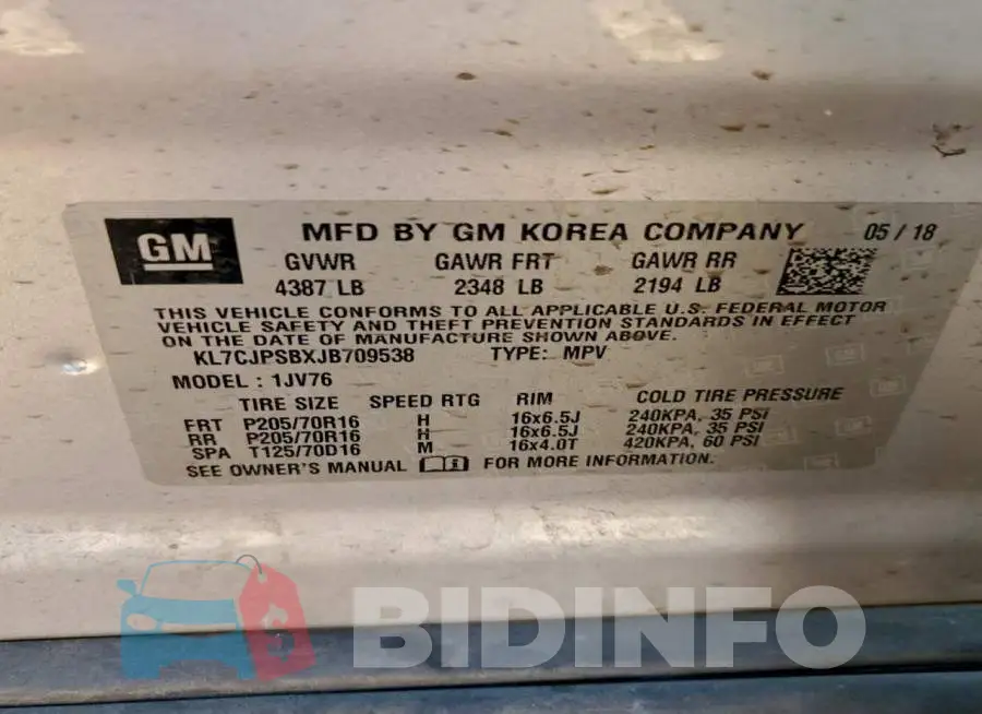KL7CJPSBXJB709538 Photo# 12