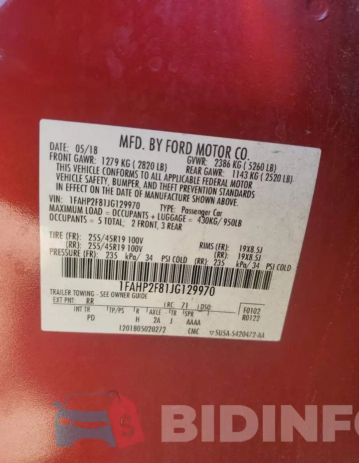 1FAHP2F81JG129970 Photo# 12