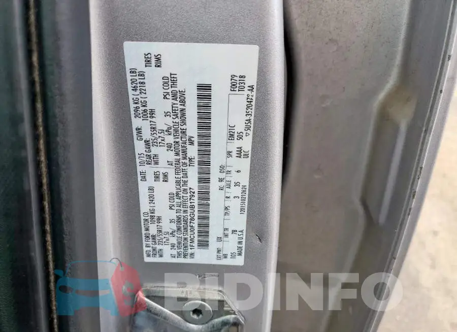 1FMCU0F78GUB17927 Photo# 13