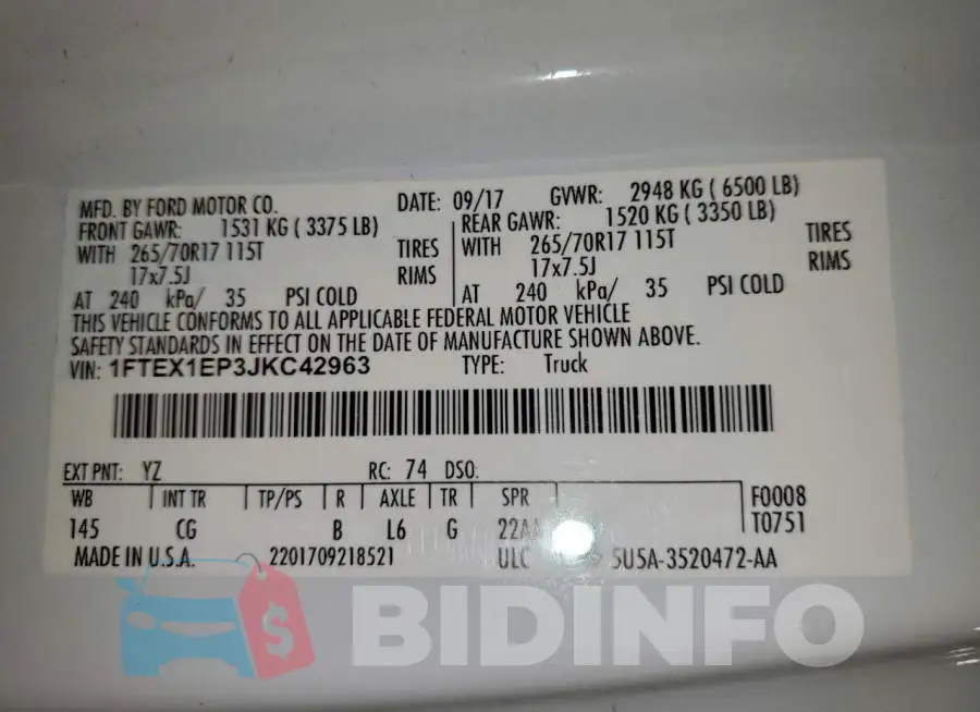 1FTEX1EP3JKC42963 Photo# 12