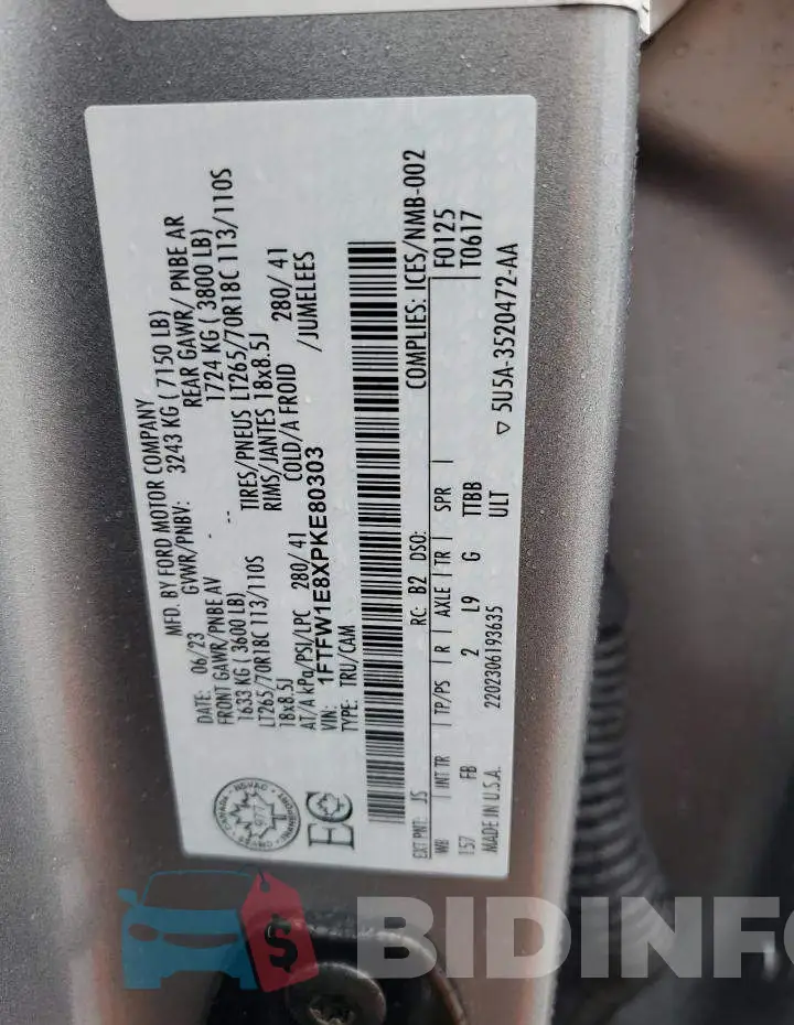 1FTFW1E8XPKE80303 Photo# 11