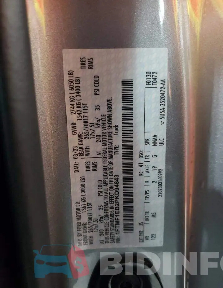 1FTMF1EB2PKD94843 Photo# 12
