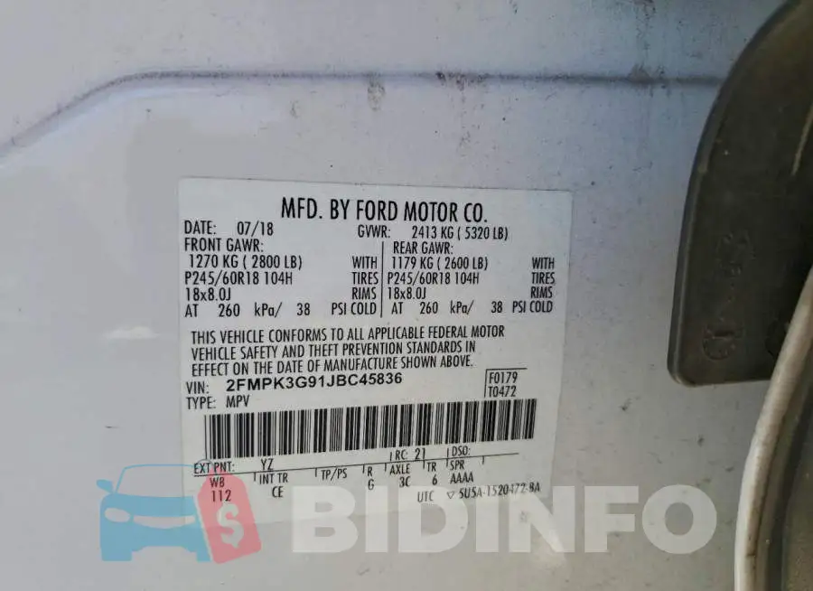 2FMPK3G91JBC45836 Photo# 13