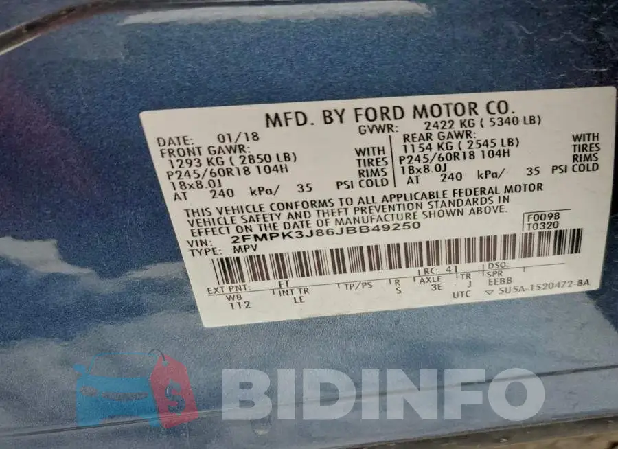 2FMPK3J86JBB49250 Photo# 12