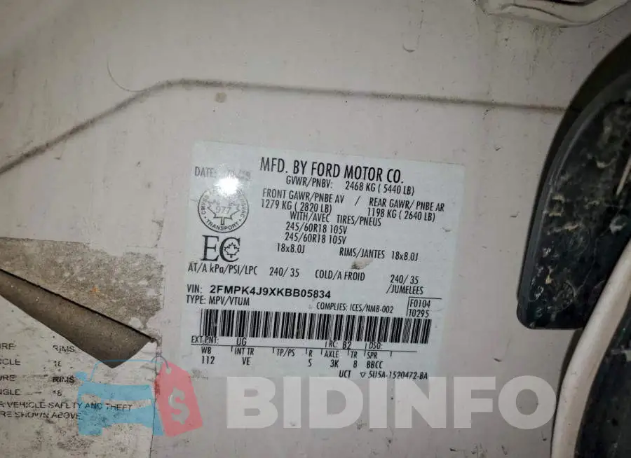 2FMPK4J9XKBB05834 Photo# 13