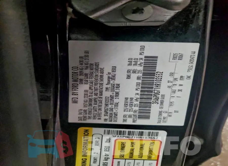 3FA6P0G71HR103552 Photo# 12