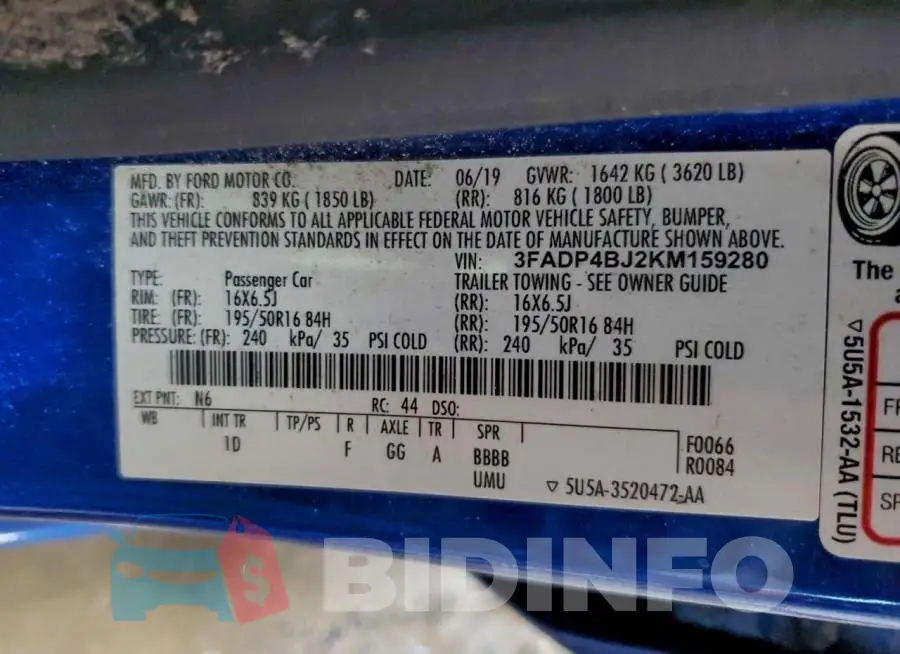 3FADP4BJ2KM159280 Photo# 12